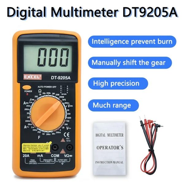EXCEL Digital Multimeter DT9205A – Multi-Function High-Accuracy Handheld Tester with LCD Display